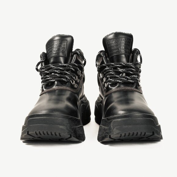 Maison Margiela Black Leather Lug Sole Hiking-Style Boots - Picture 2 of 11